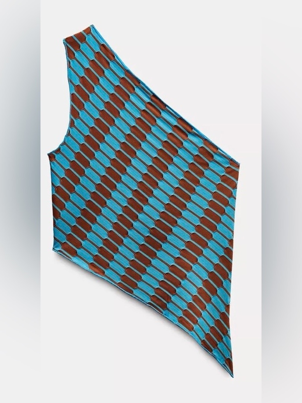Zara beautiful  One-Shoulder Top in Turquoise & Brown